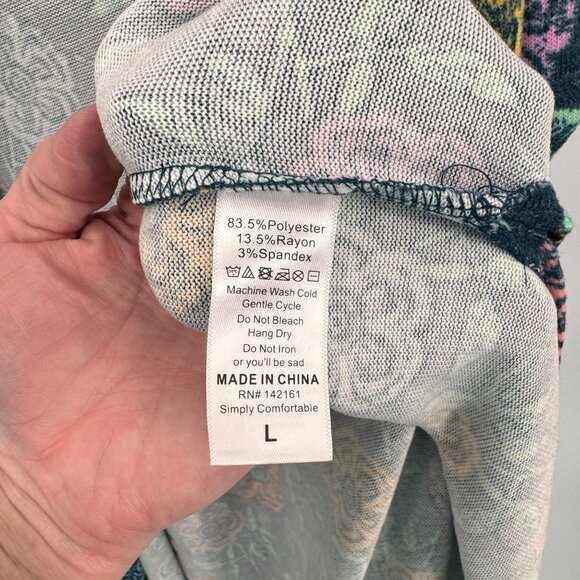 LuLaRoe Sleeveless Joy Vest Womens Large Blue Floral Polyester Side Slits NEW - Picture 6 of 8